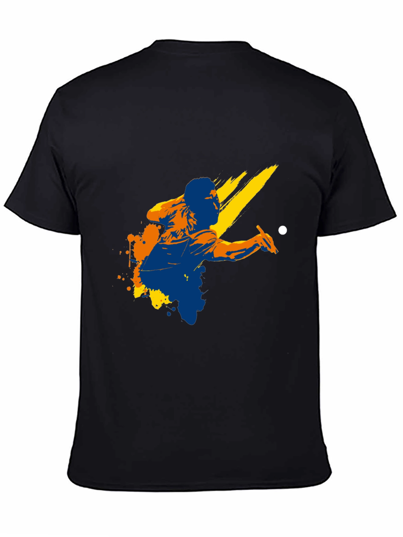 Graphic Print Black T-Shirt - Billiards Player Design
