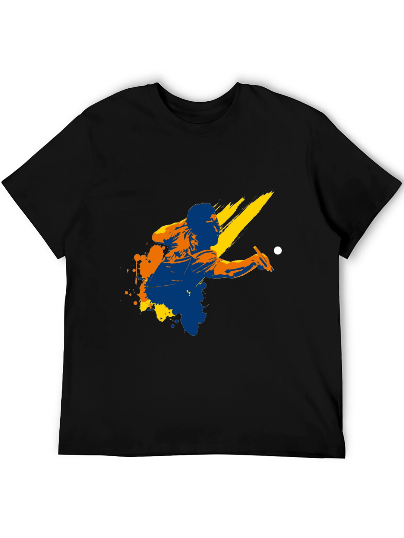 Graphic Print Black T-Shirt - Billiards Player Design
