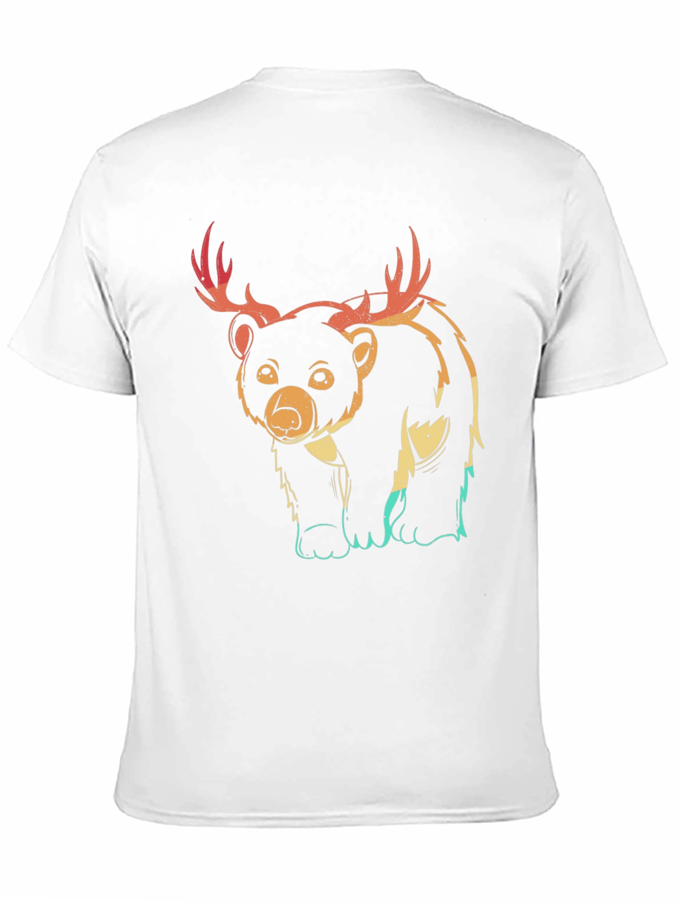 Bear with Antlers Graphic Tee - Black