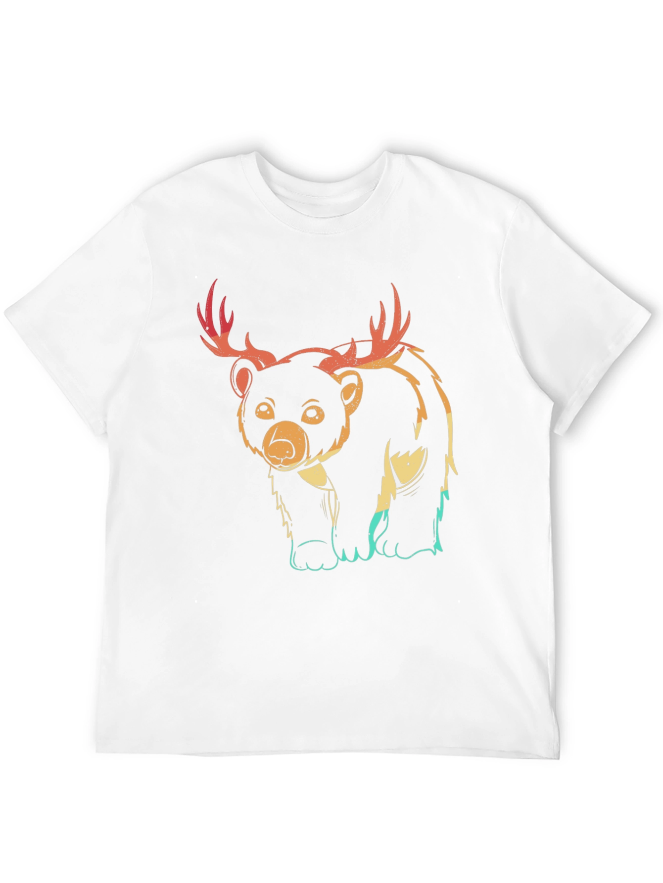 Bear with Antlers Graphic Tee - Black