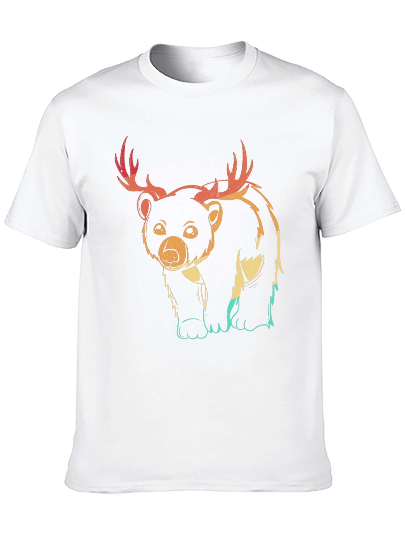 Bear with Antlers Graphic Tee - Black