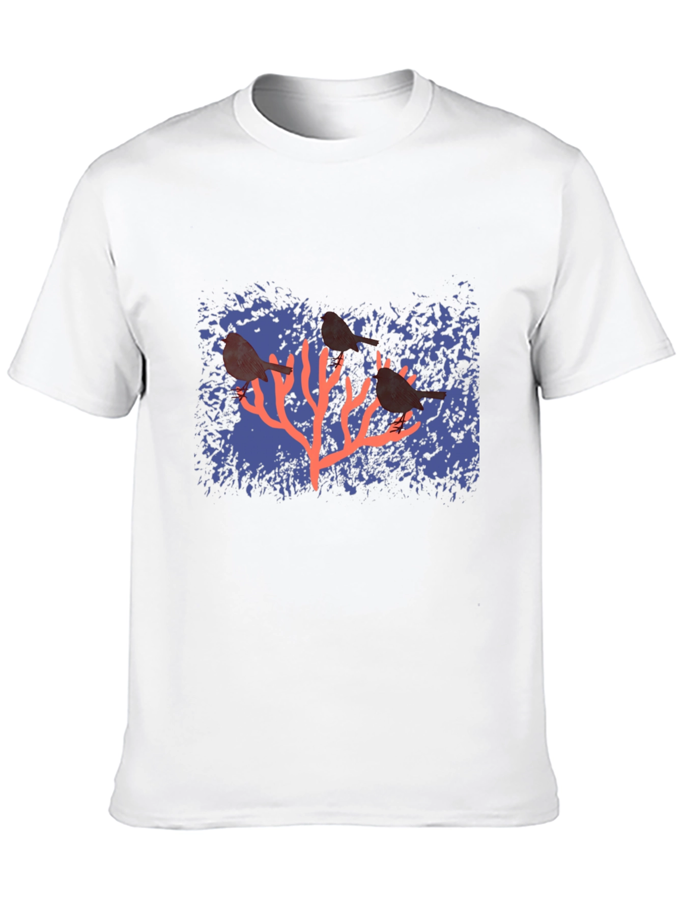 Birds on Coral Graphic T-Shirt