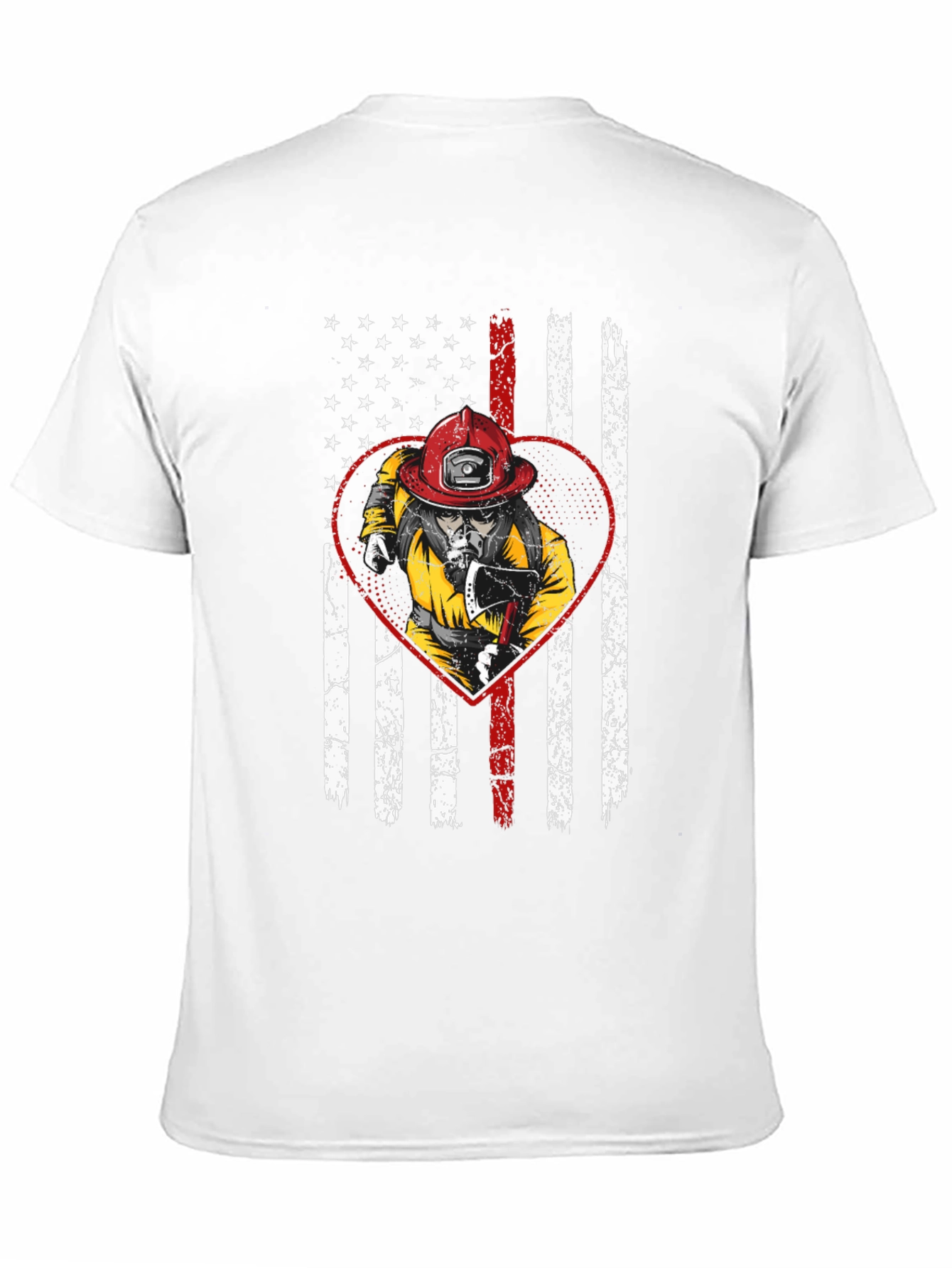 Firefighter US Flag Heart T-Shirt