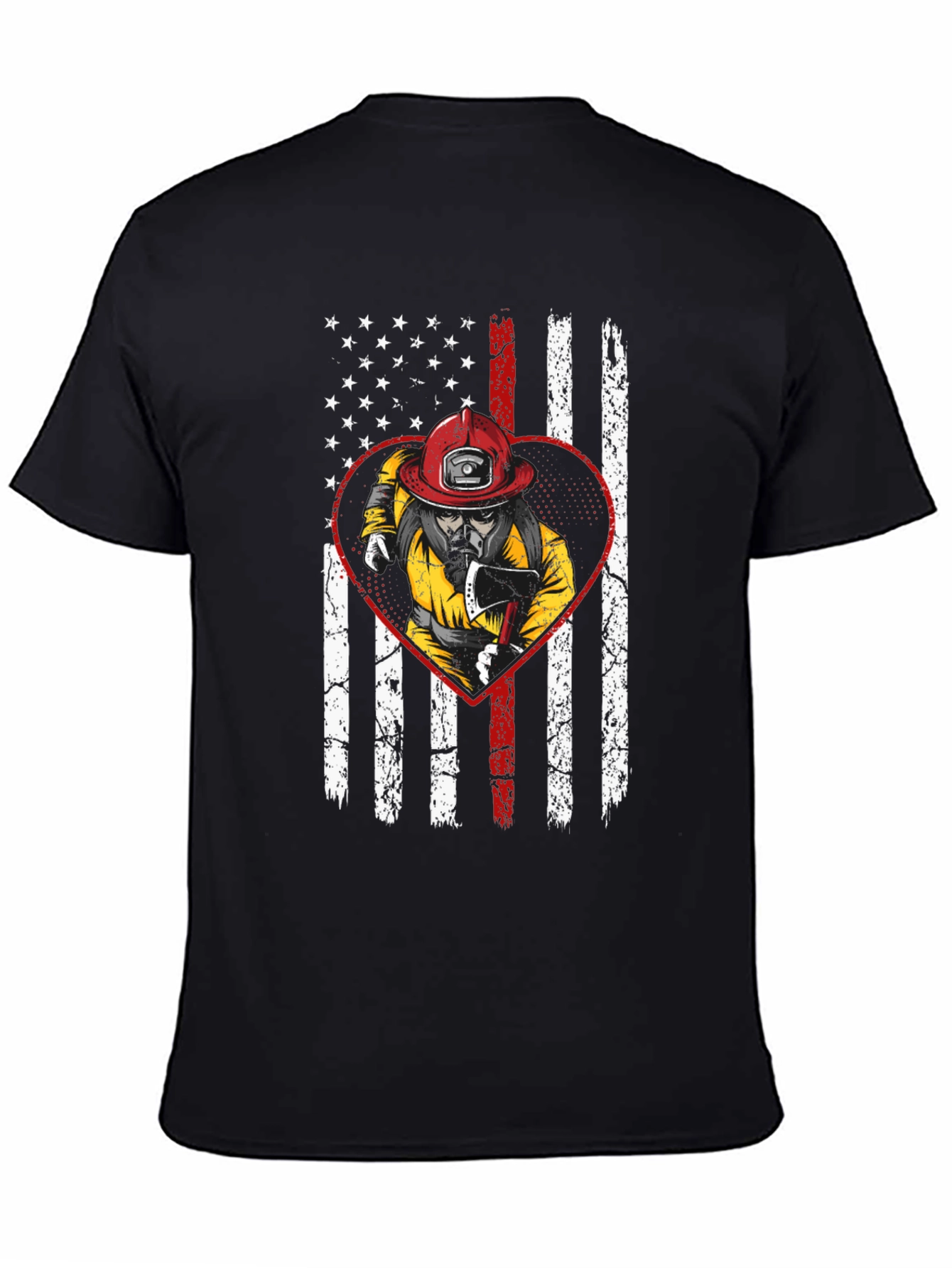 Firefighter US Flag Heart T-Shirt