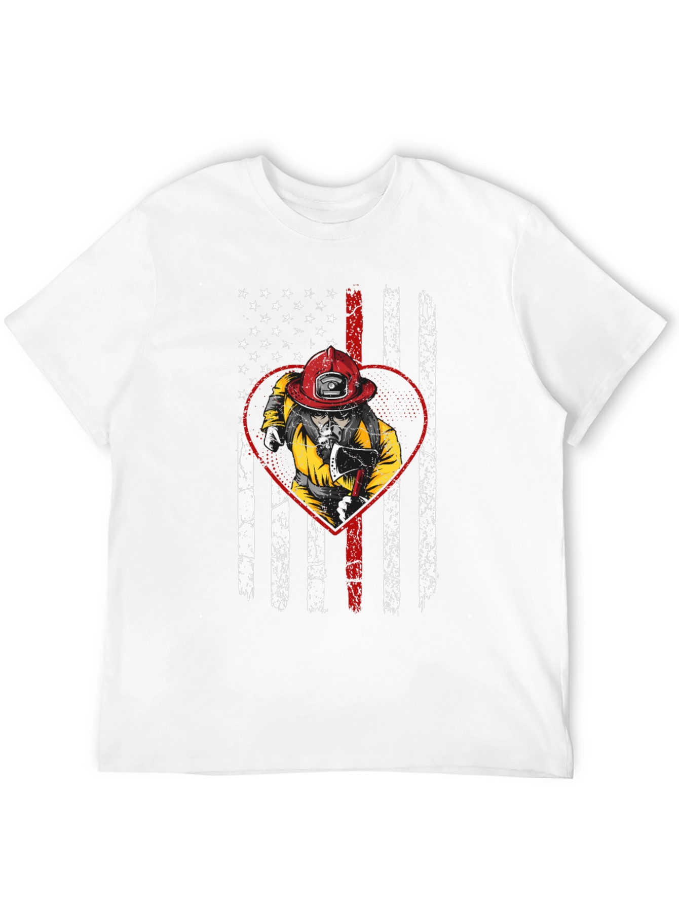 Firefighter US Flag Heart T-Shirt