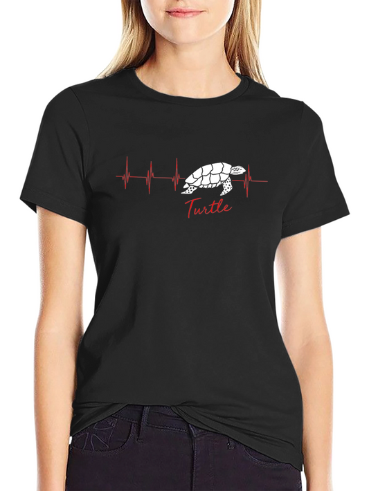 Turtle Heartbeat Graphic Tee - Unisex Black T-Shirt