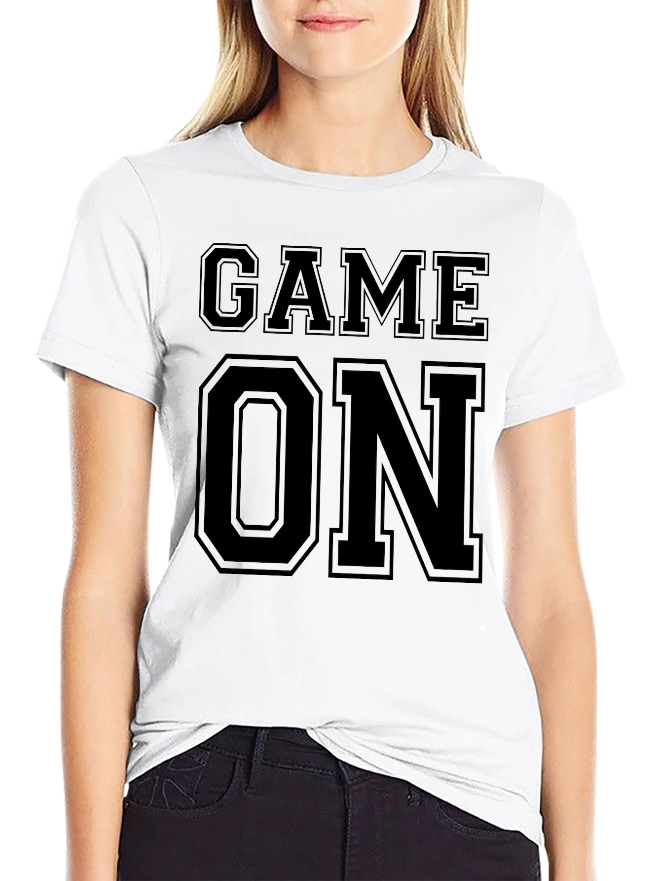 Game On Black Cotton Graphic Tee