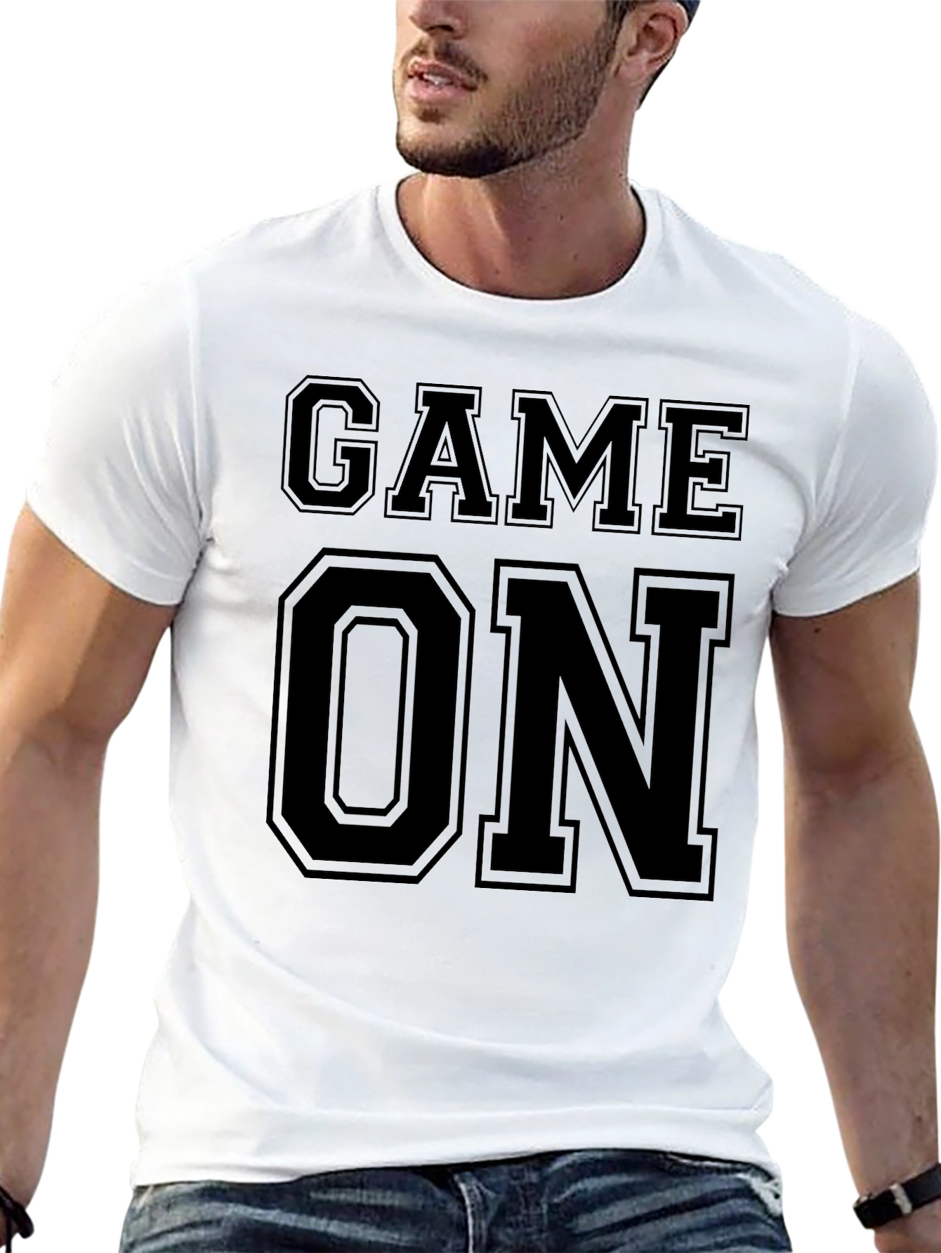 Game On Black Cotton Graphic Tee