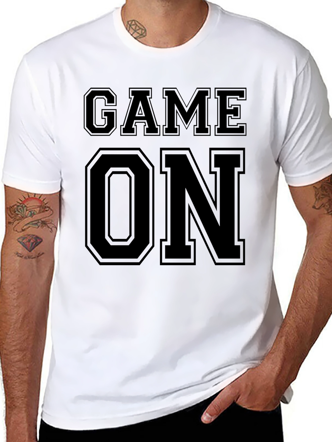 Game On Black Cotton Graphic Tee