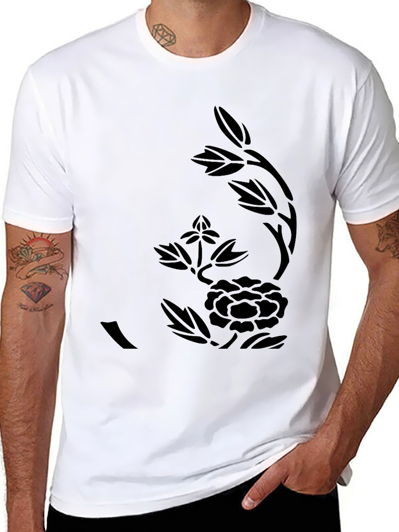 Black Floral Print Tee