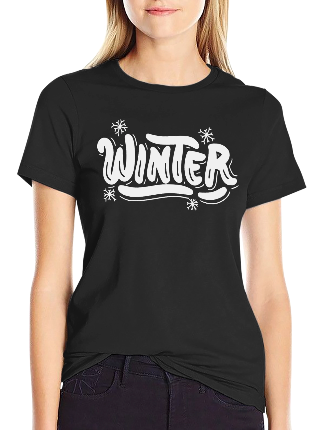 Winter Graphic Tee - Stylish Black T-Shirt