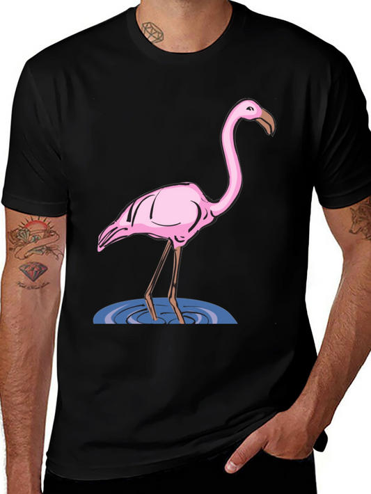 Flamingo Graphic Tee - Black Cotton T-Shirt
