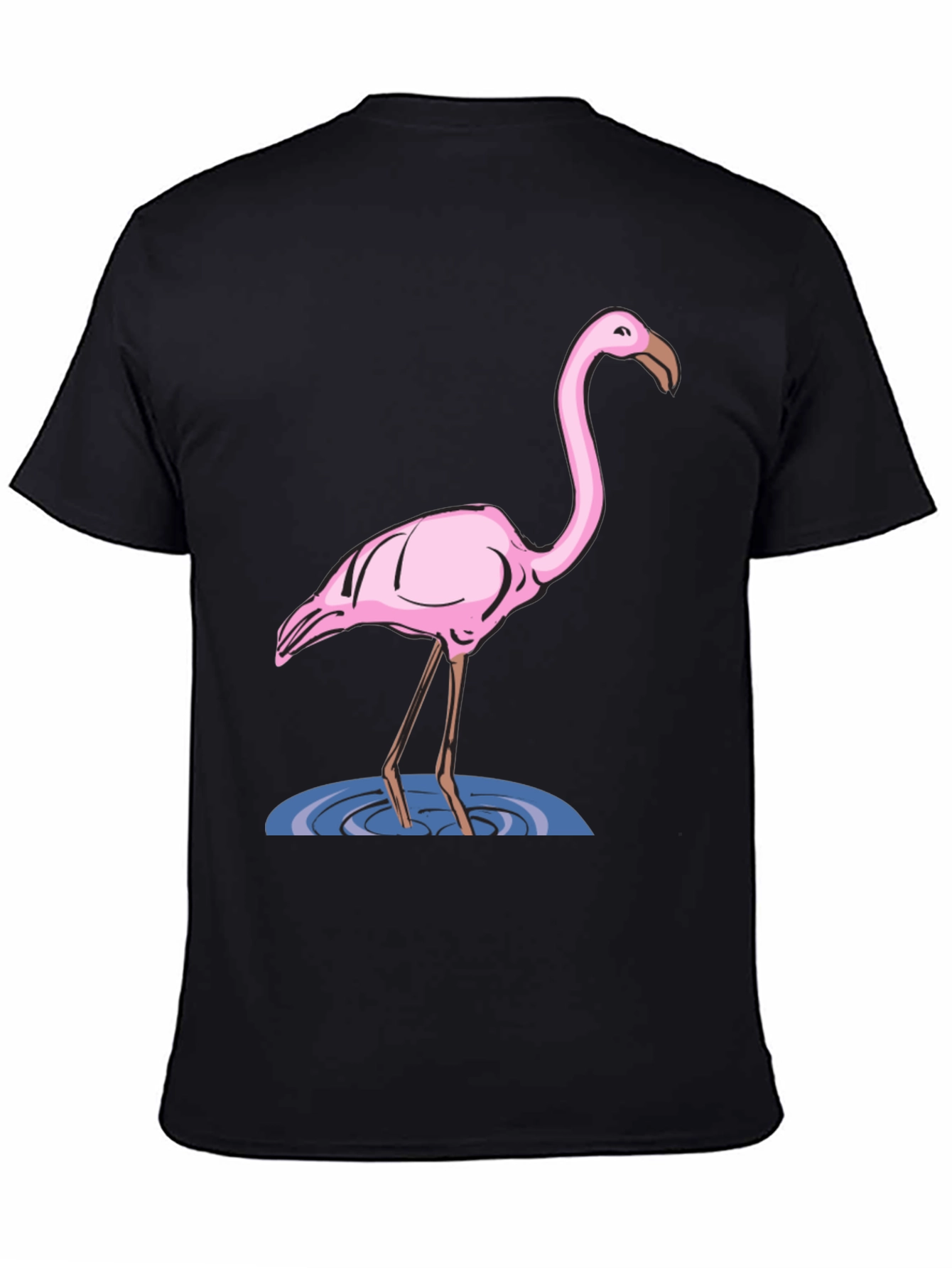 Flamingo Graphic Tee - Black Cotton T-Shirt