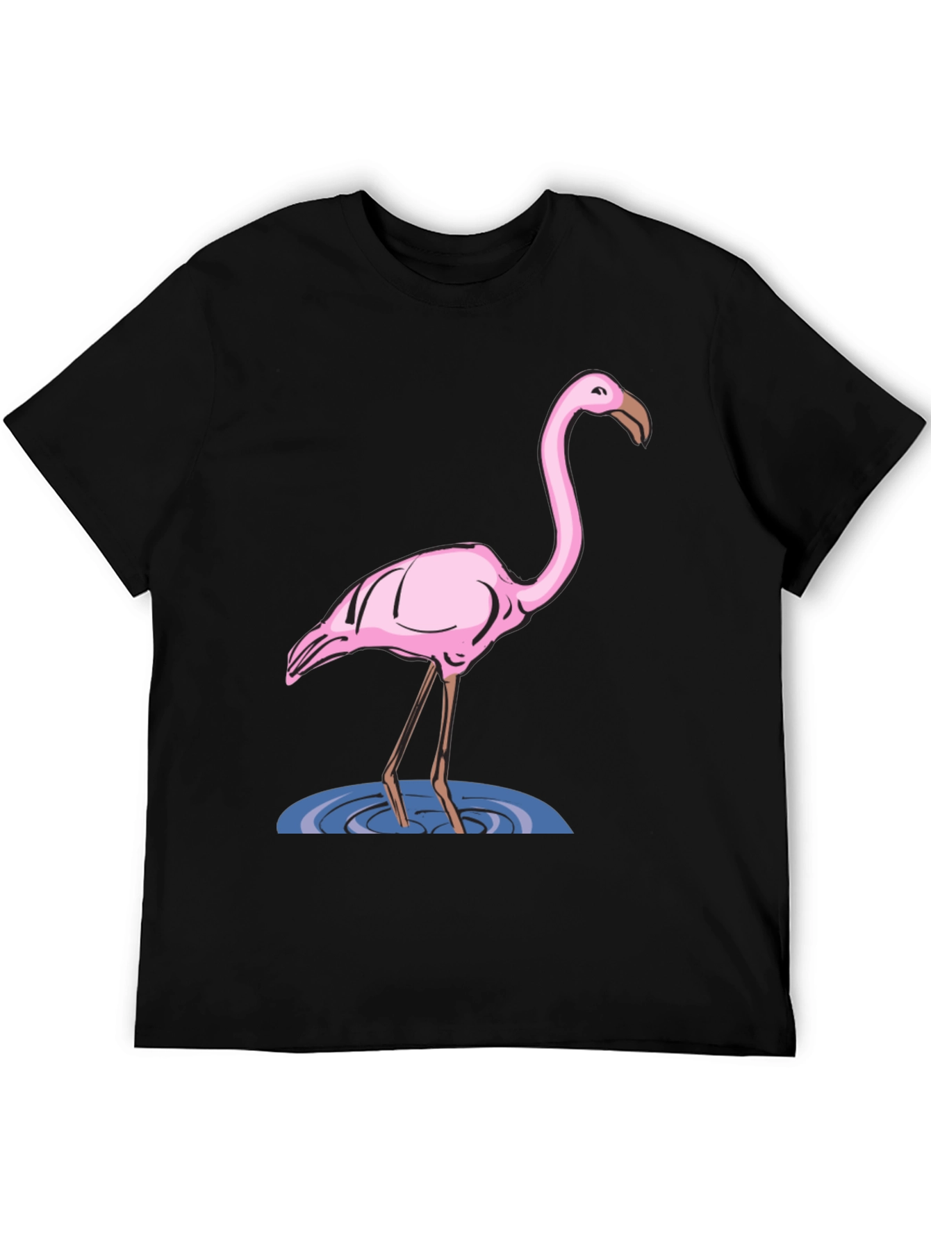 Flamingo Graphic Tee - Black Cotton T-Shirt