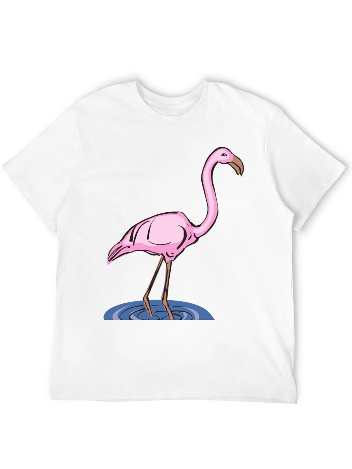 Flamingo Graphic Tee - Black Cotton T-Shirt
