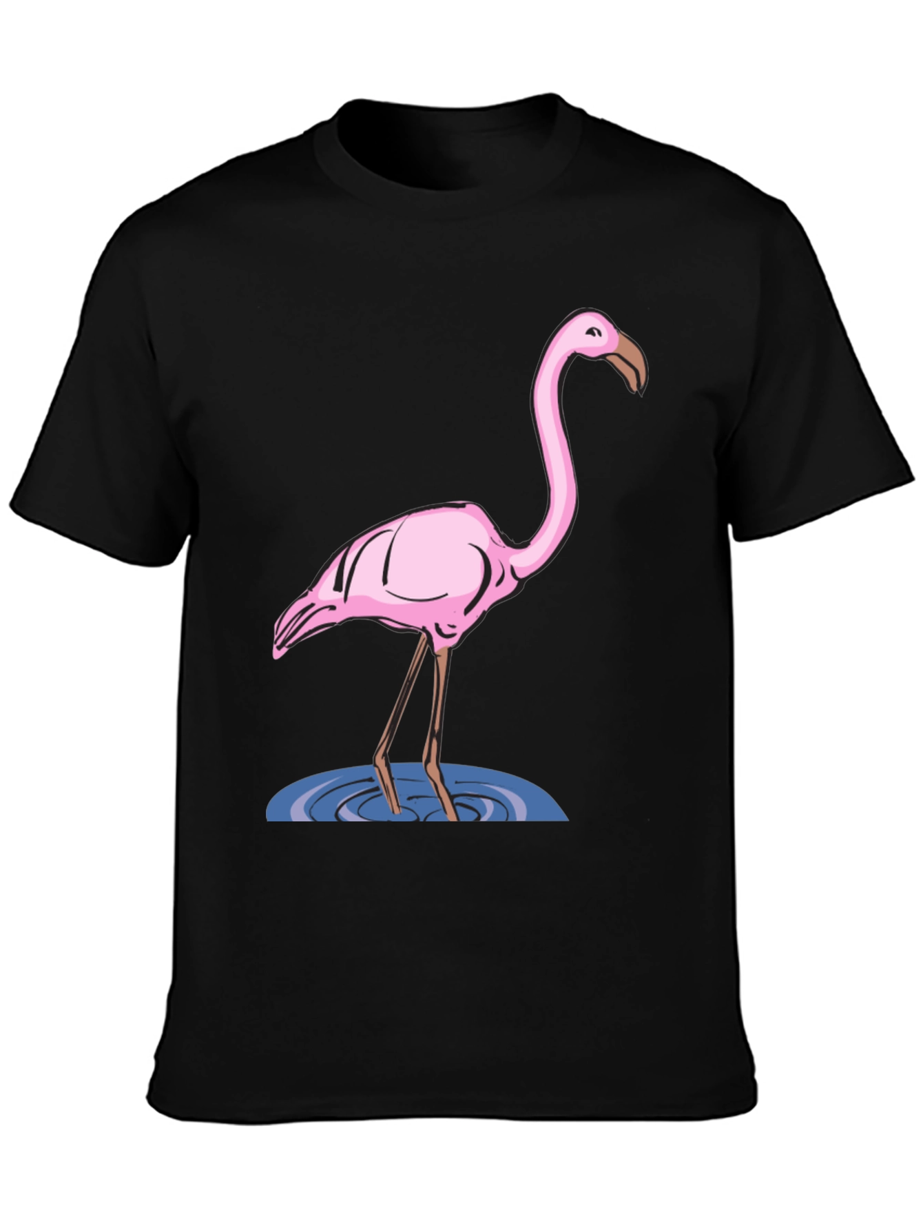Flamingo Graphic Tee - Black Cotton T-Shirt