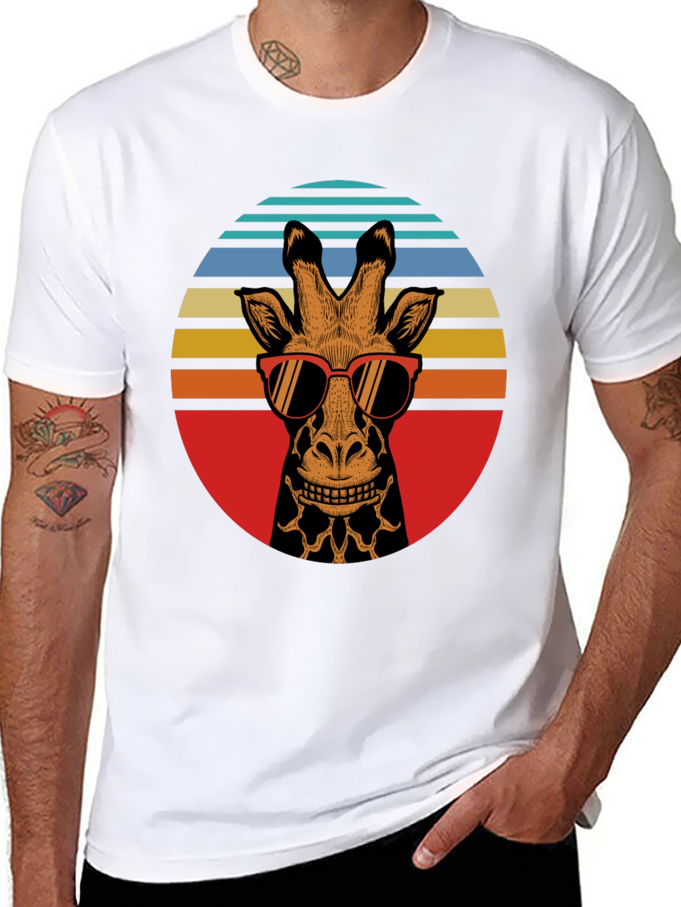 Retro Giraffe Sunglasses Graphic Tee