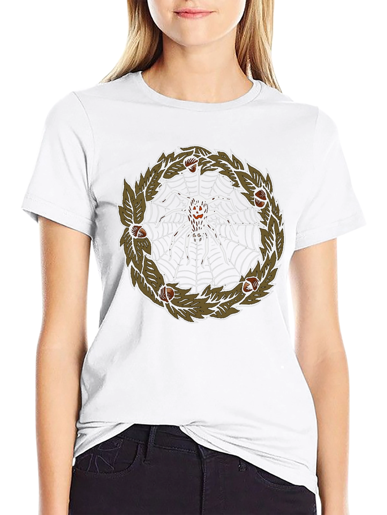 Spider Web Wreath Graphic Tee - Halloween T-Shirt
