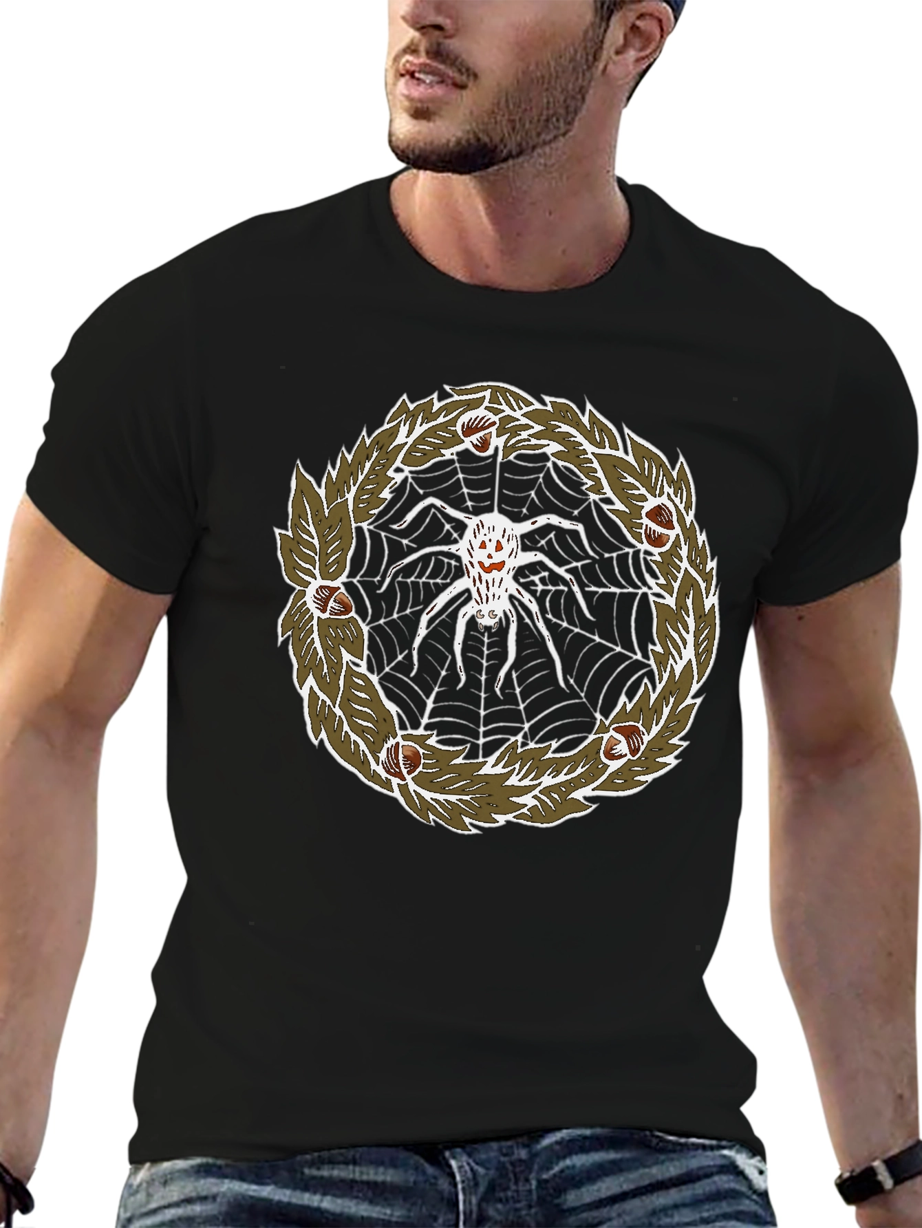 Spider Web Wreath Graphic Tee - Halloween T-Shirt