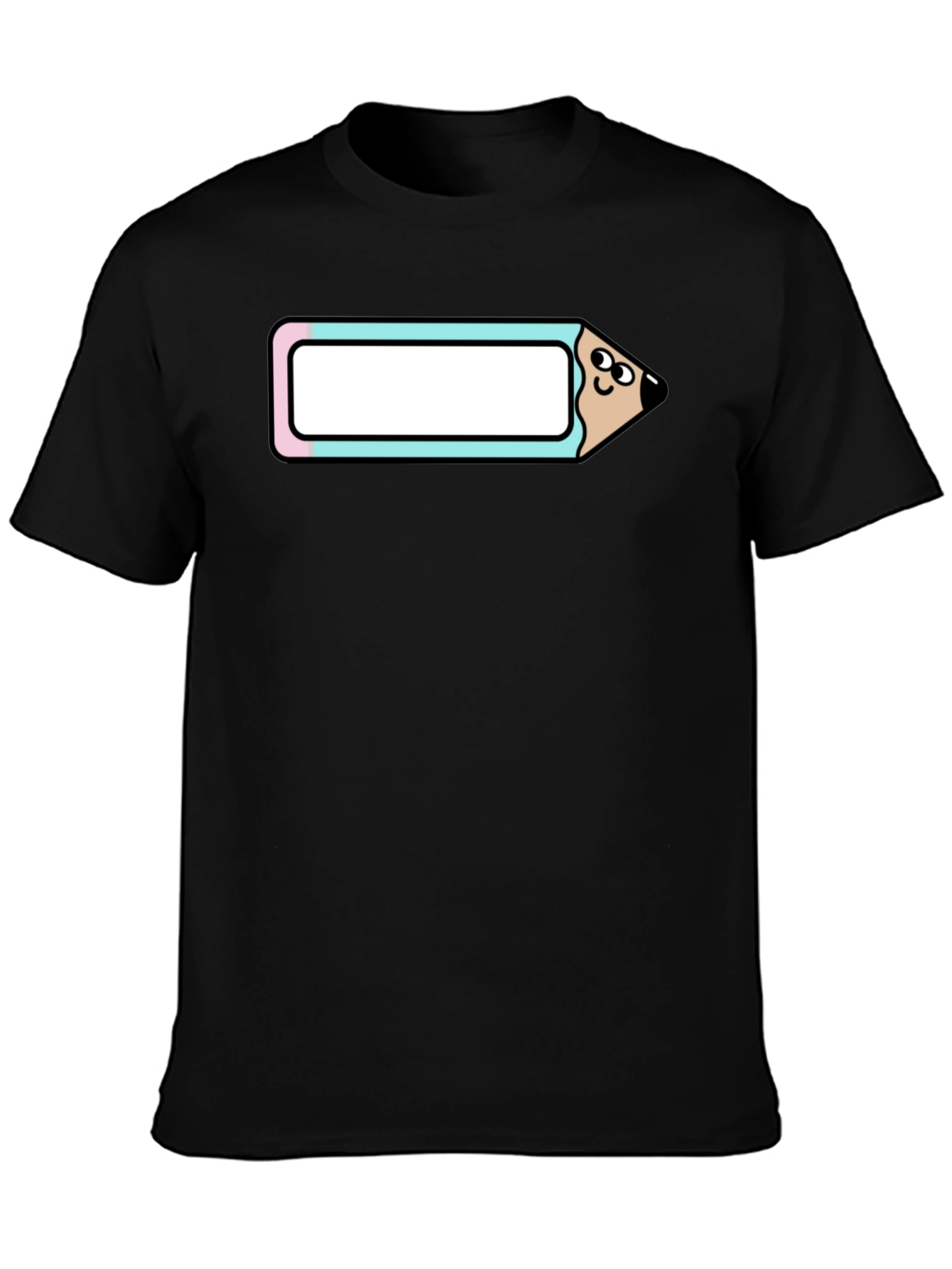 Cute Cartoon Pencil T-Shirt - Black Cotton Tee