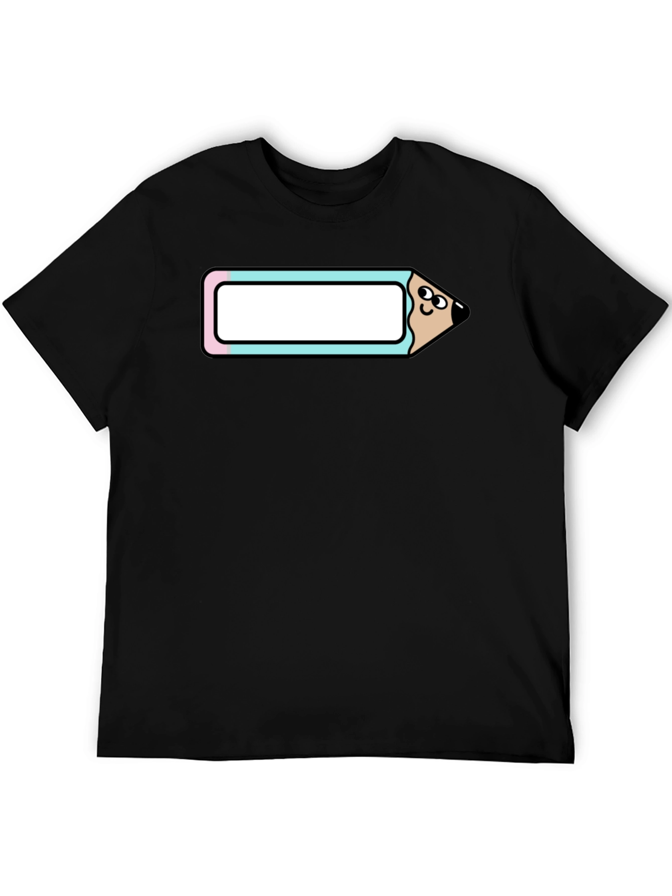 Cute Cartoon Pencil T-Shirt - Black Cotton Tee