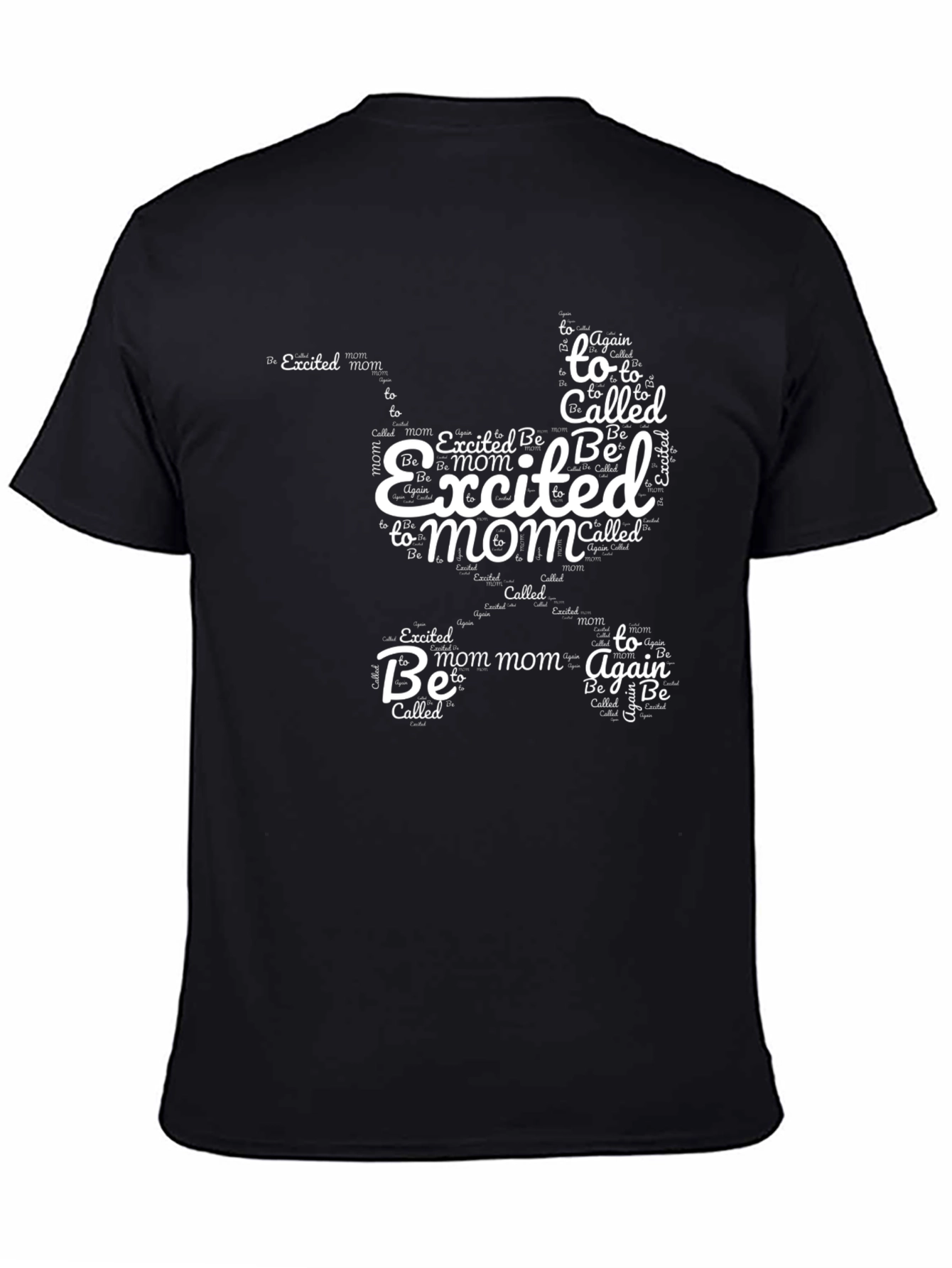 Excited Mom Typography Graphic Tee - Black