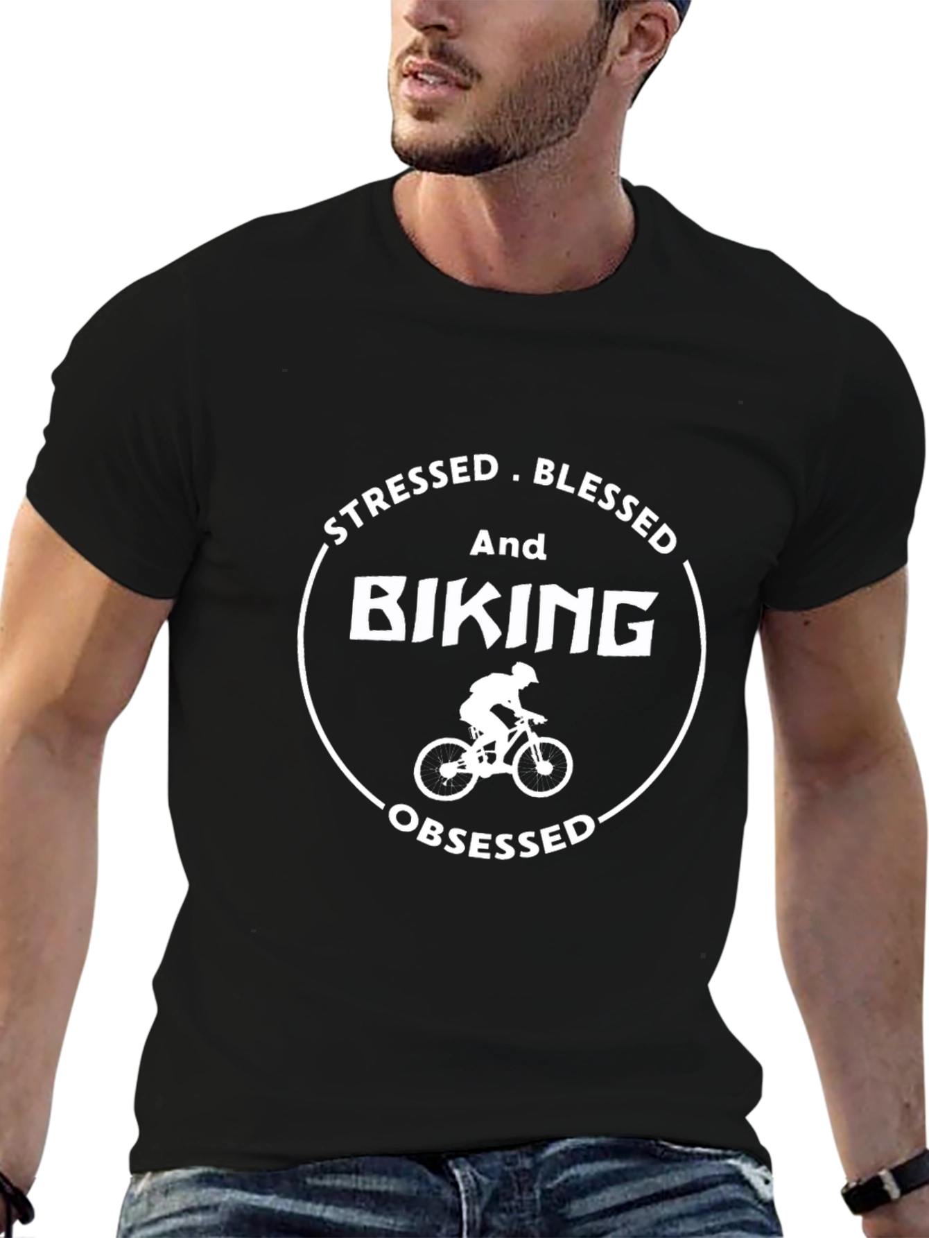 Stressed Blessed Biking Obsessed T-Shirt