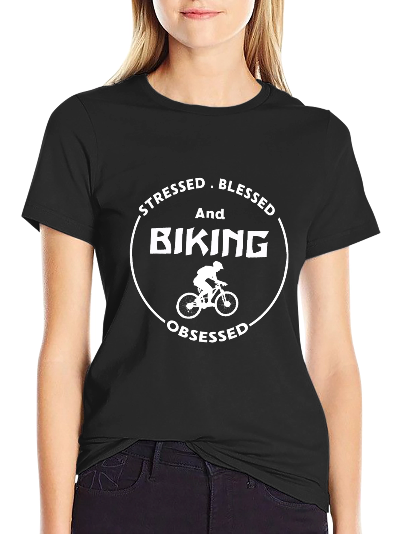 Stressed Blessed Biking Obsessed T-Shirt