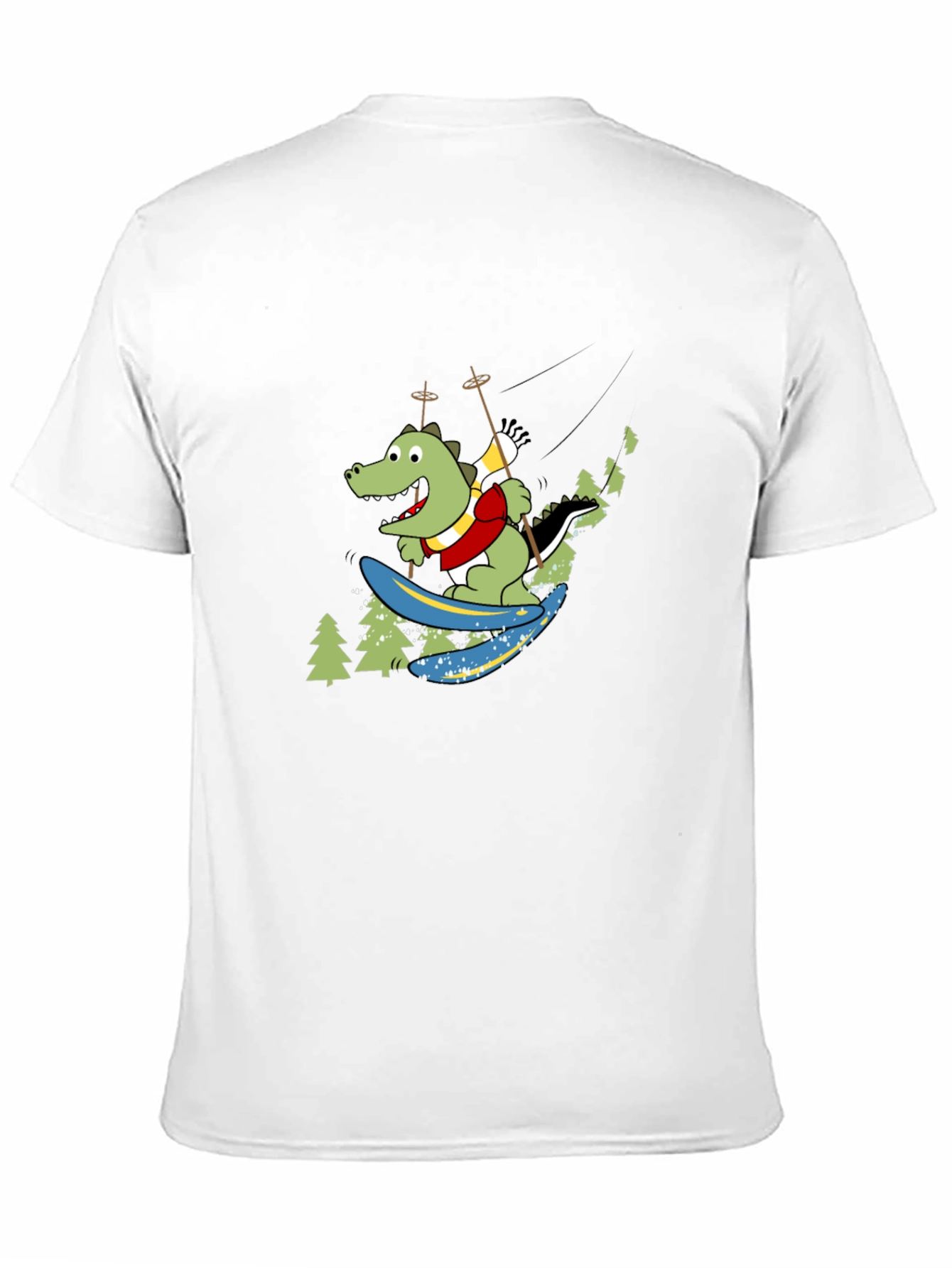 Skiing Crocodile Graphic Tee - Fun Black T-Shirt