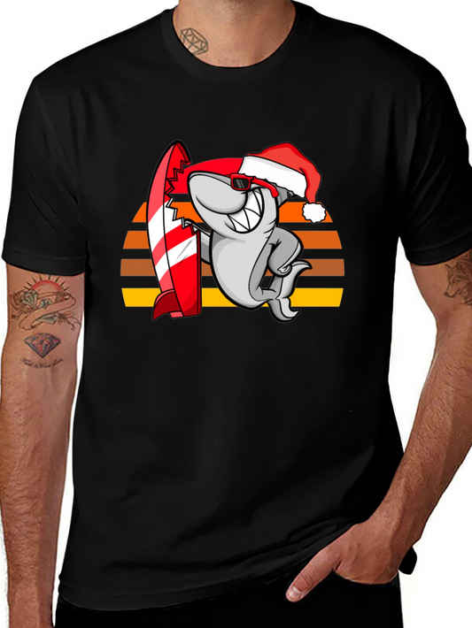 Shark Surfer Santa T-Shirt