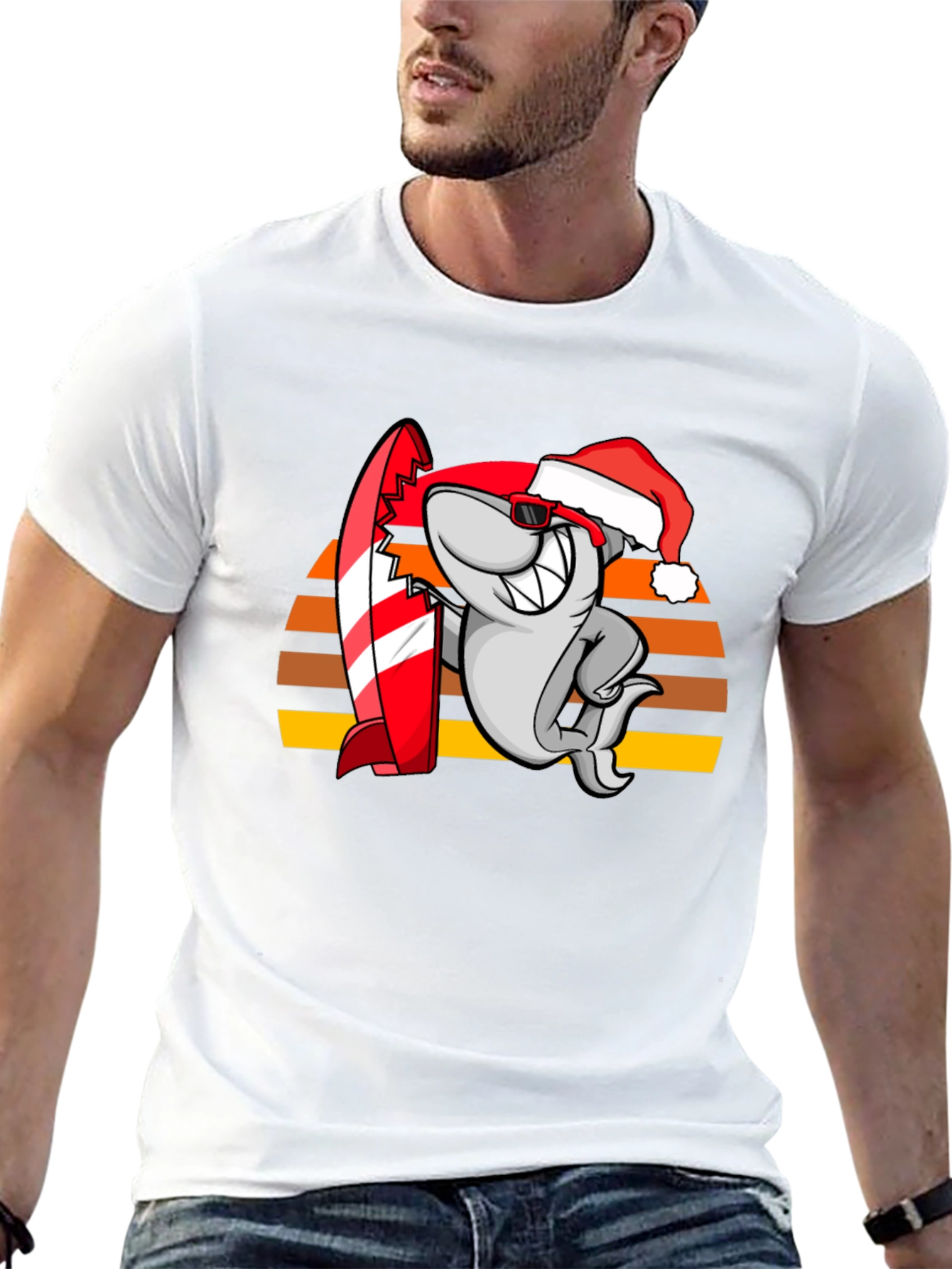 Shark Surfer Santa T-Shirt