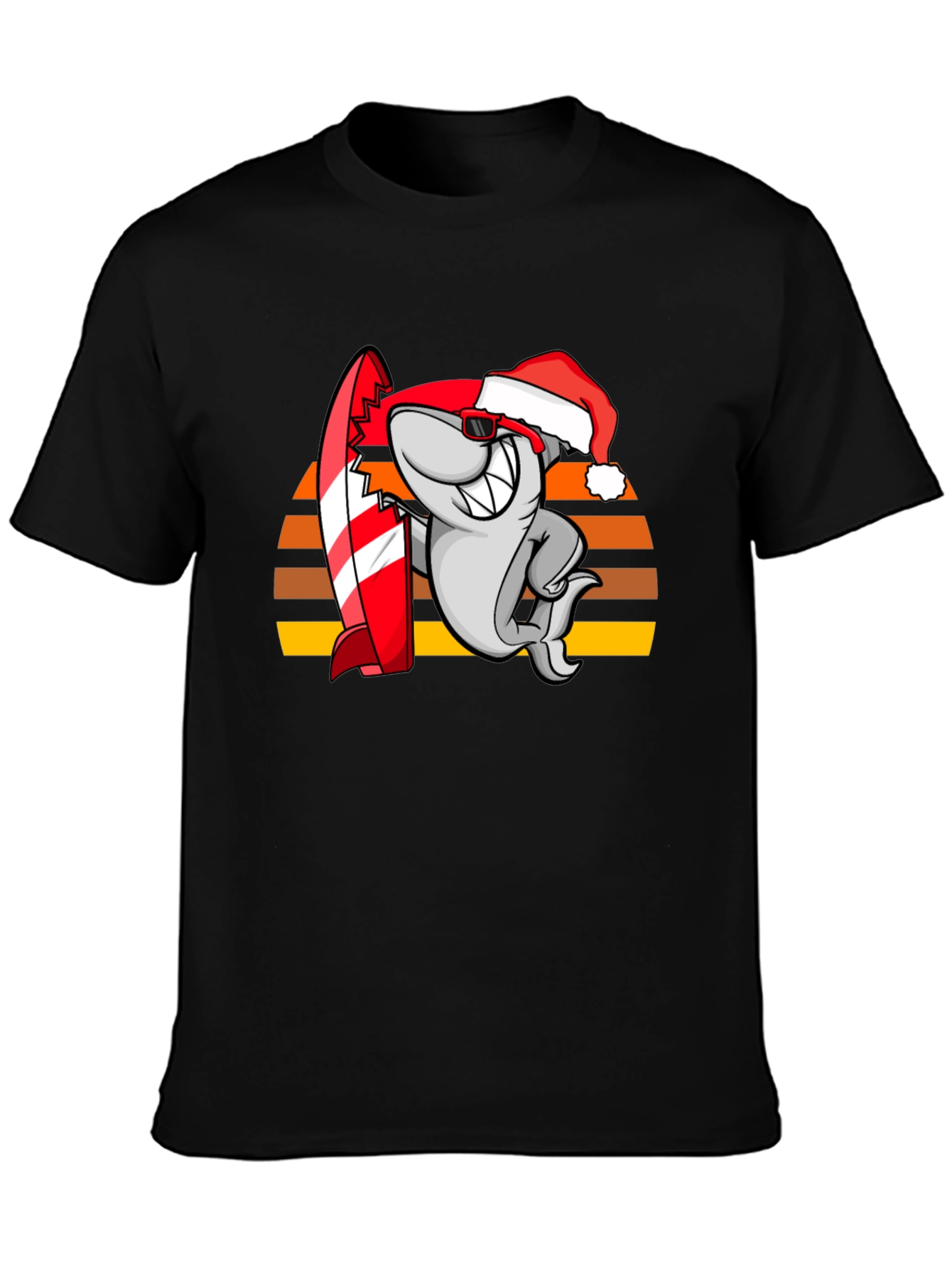 Shark Surfer Santa T-Shirt