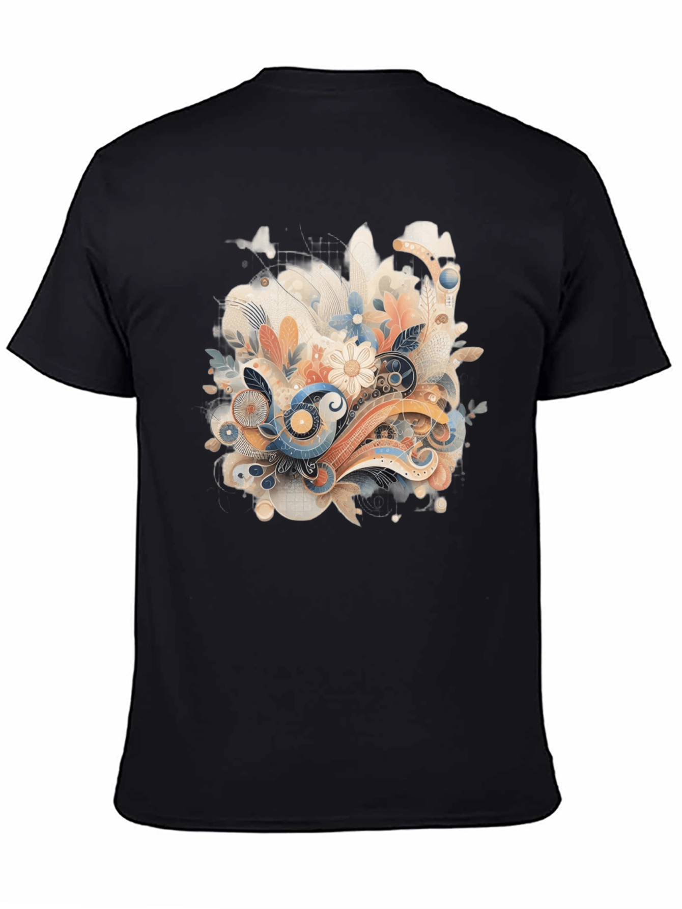 Floral Abstract Graphic Print Black Tee