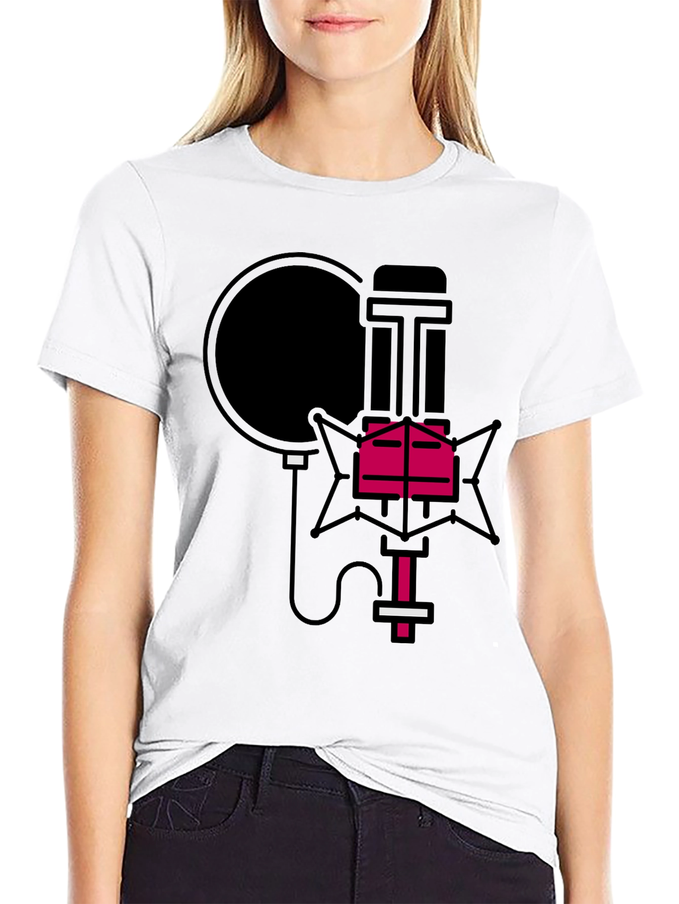 Retro Microphone Graphic Tee - Stylish Music Lover Shirt