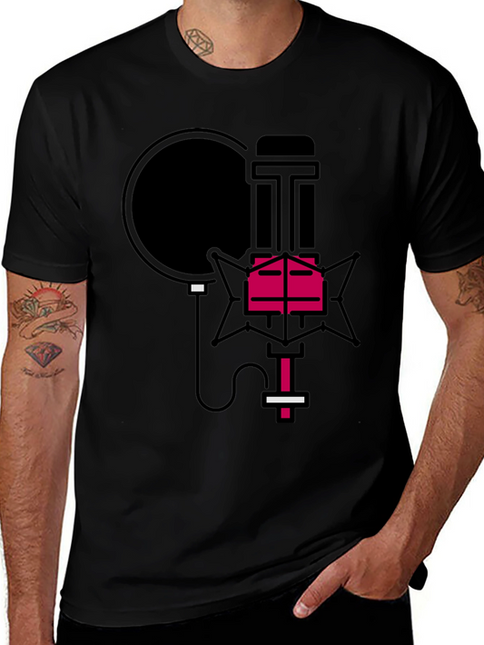 Retro Microphone Graphic Tee - Stylish Music Lover Shirt