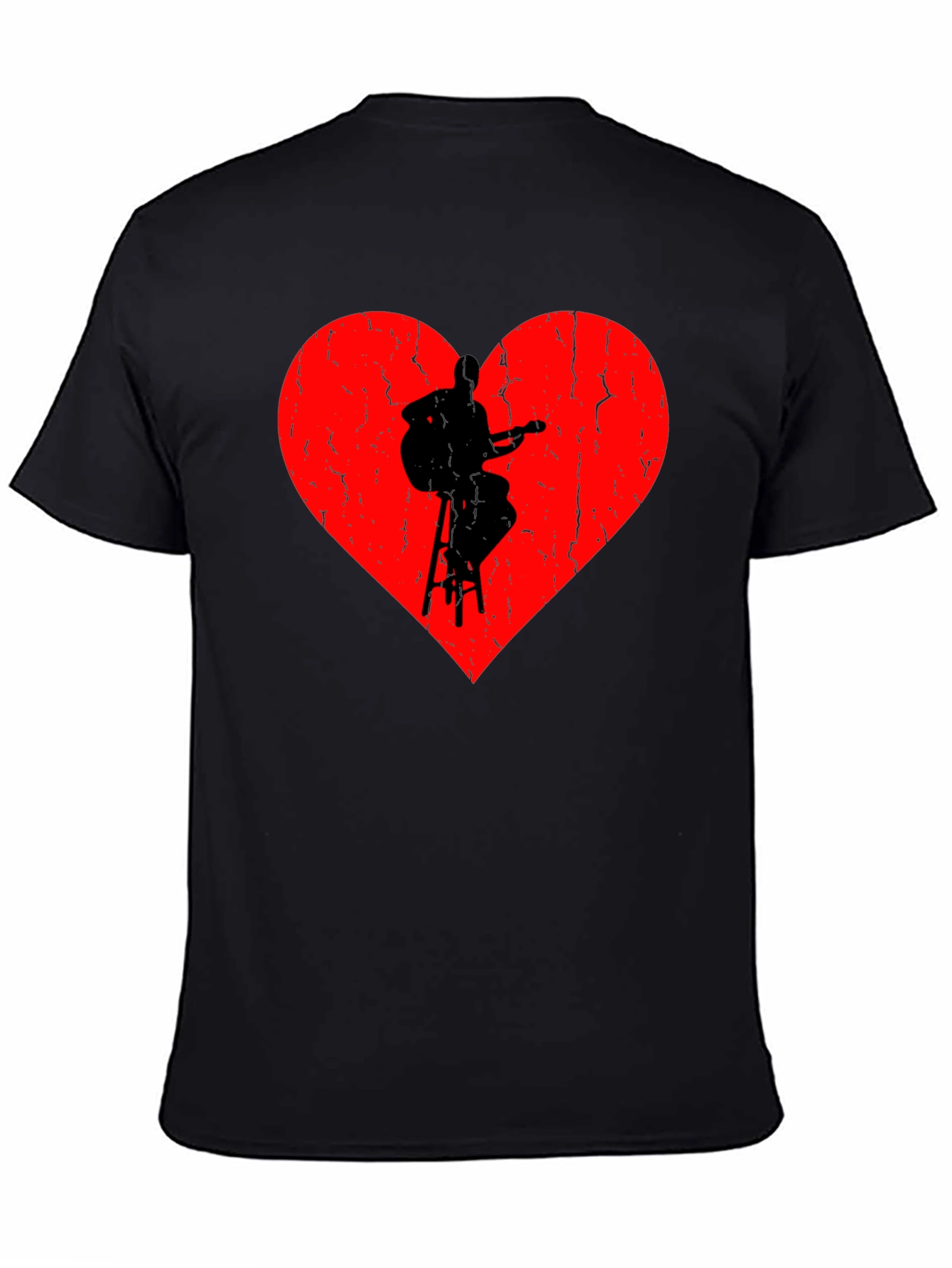 Heart Guitarist Graphic Black T-Shirt