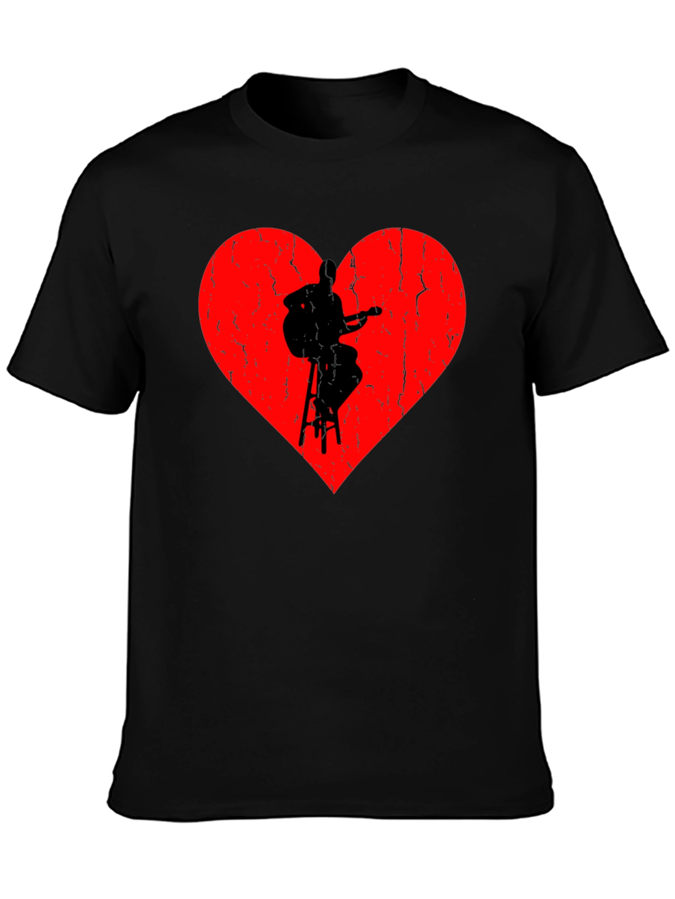 Heart Guitarist Graphic Black T-Shirt
