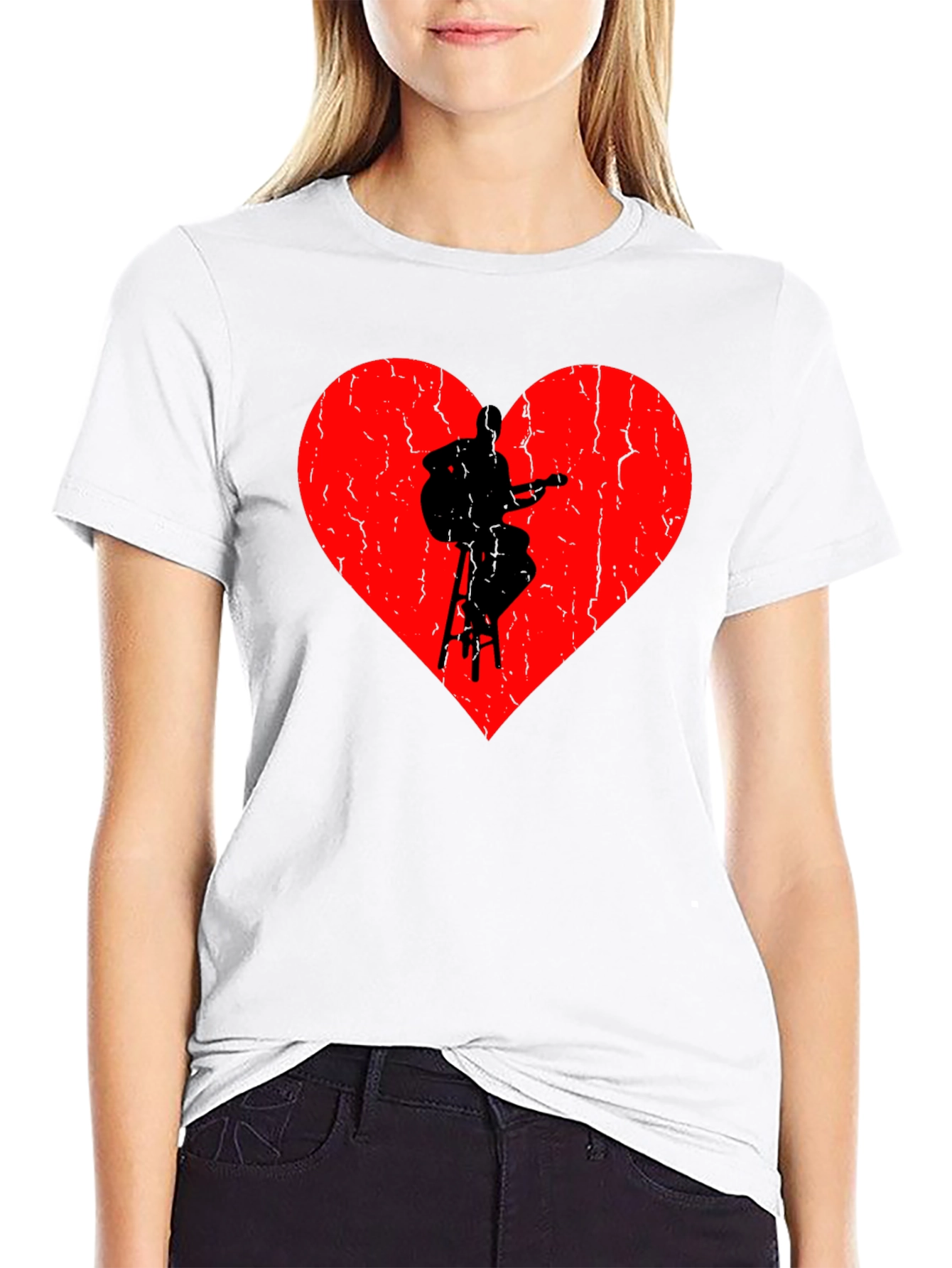 Heart Guitarist Graphic Black T-Shirt
