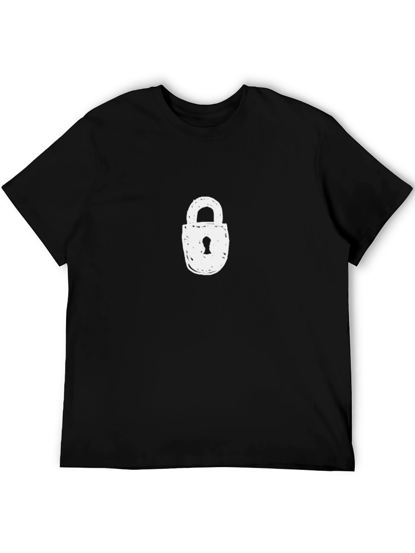 Lock Graphic Black T-Shirt - Casual Style