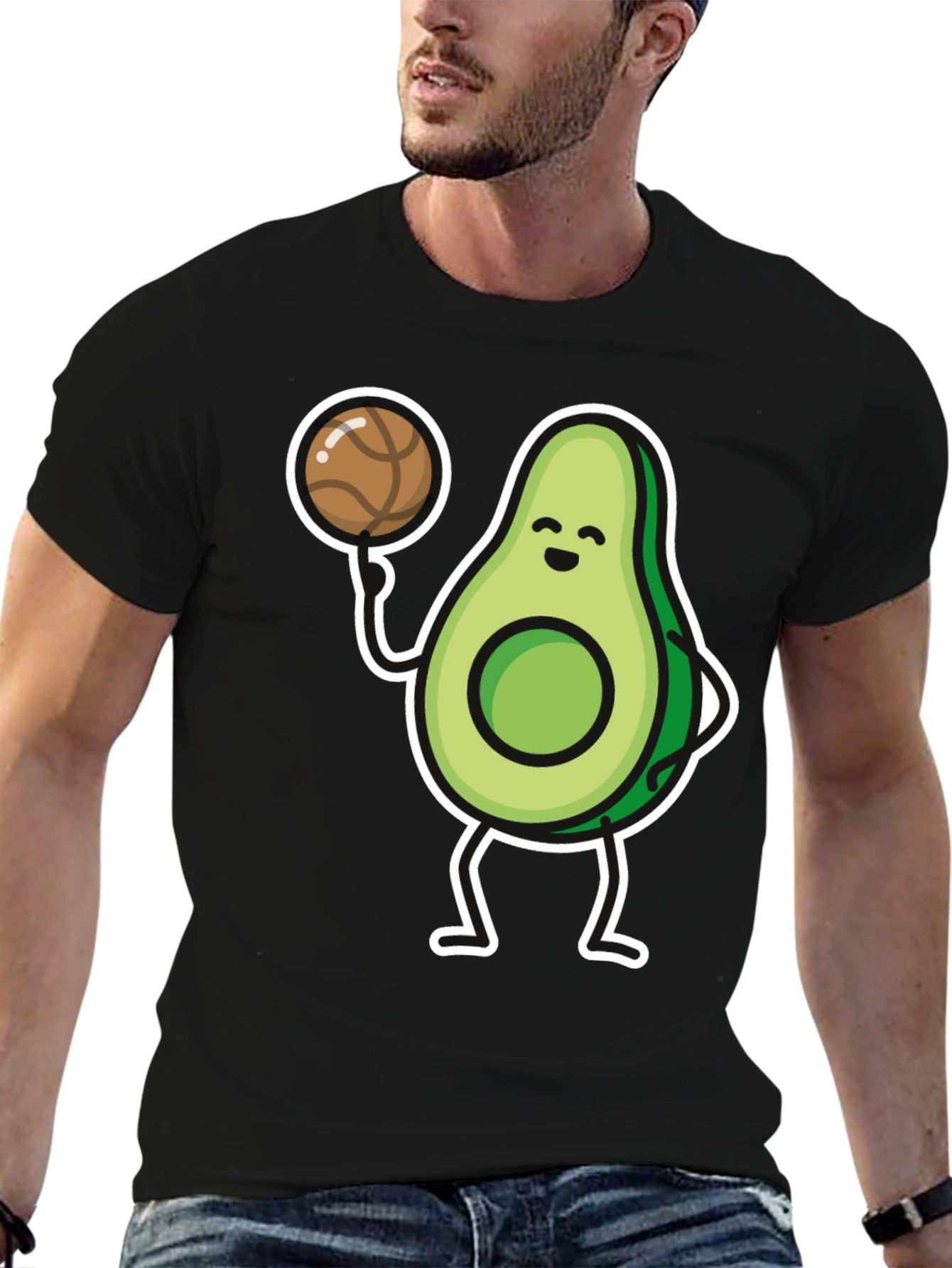Avocado Basketball Player Graphic T-Shirt