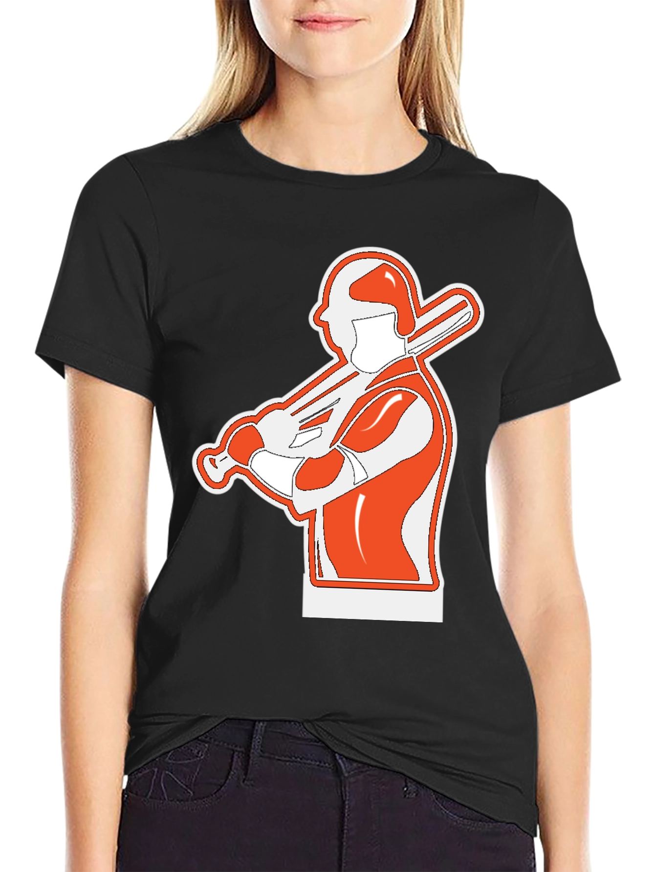 Baseball Player Graphic T-Shirt - Black