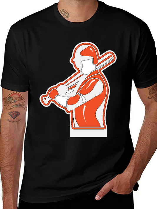 Baseball Player Graphic T-Shirt - Black