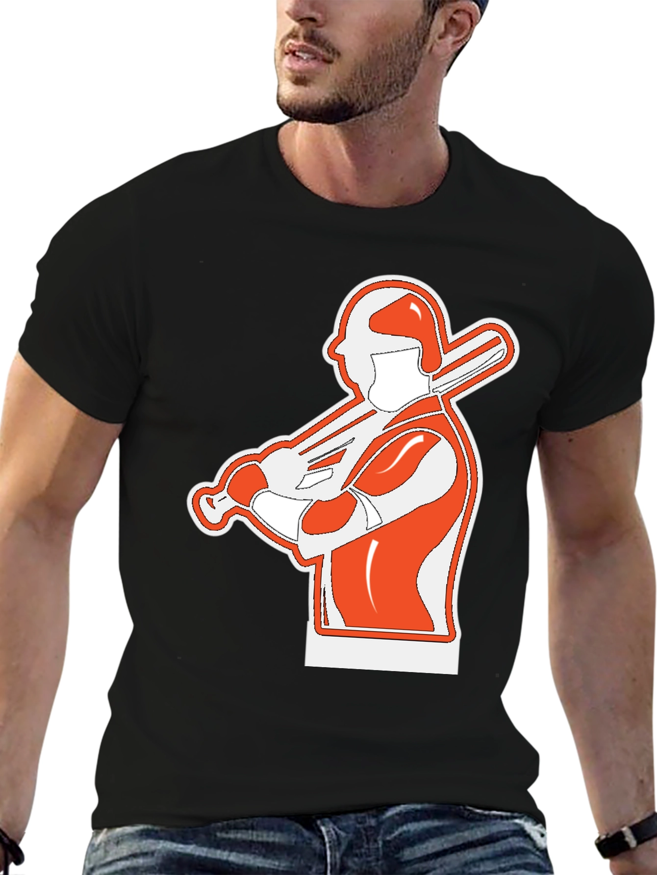Baseball Player Graphic T-Shirt - Black