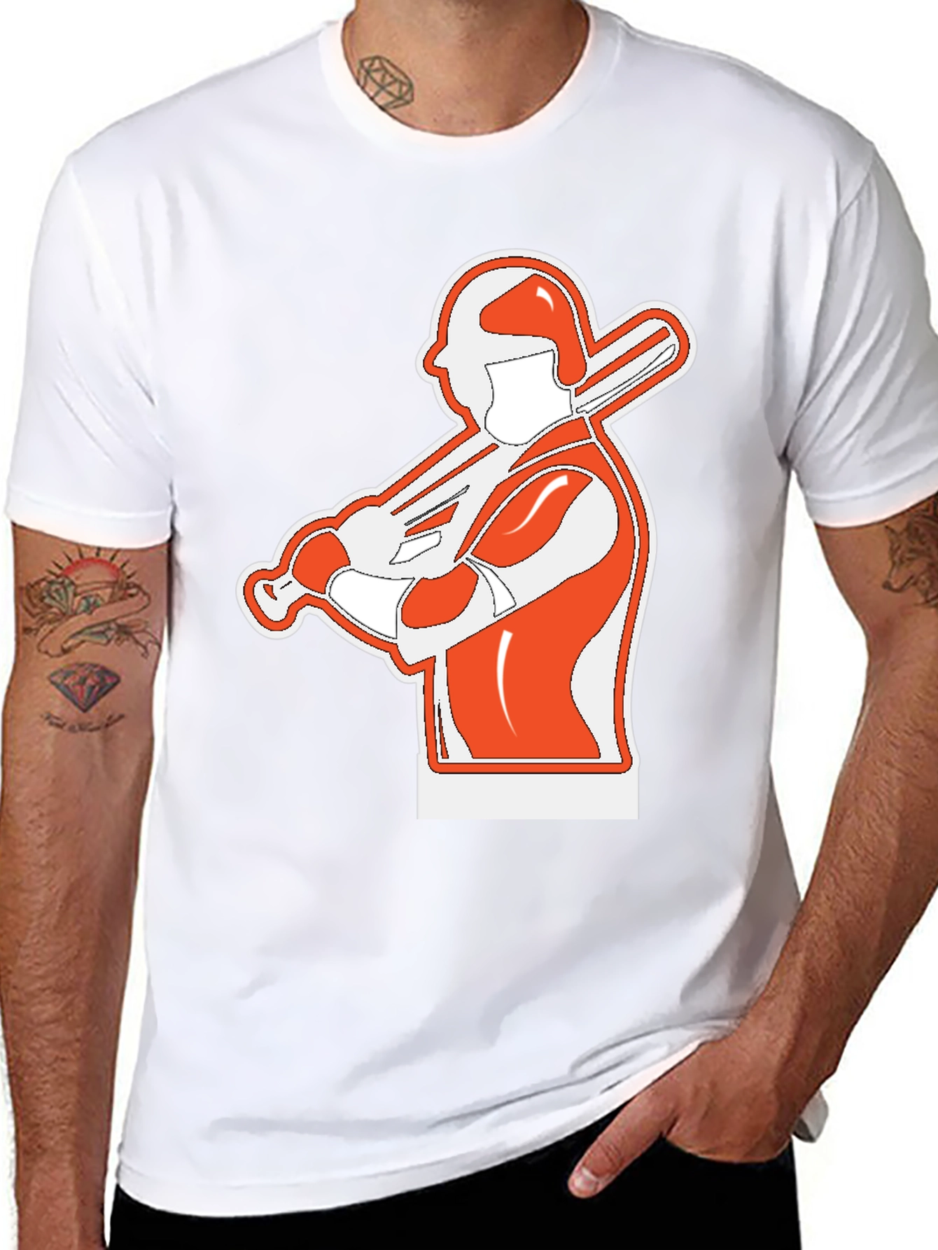 Baseball Player Graphic T-Shirt - Black
