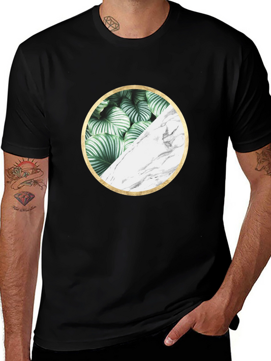 Nature Marble Circle Graphic Black Tee