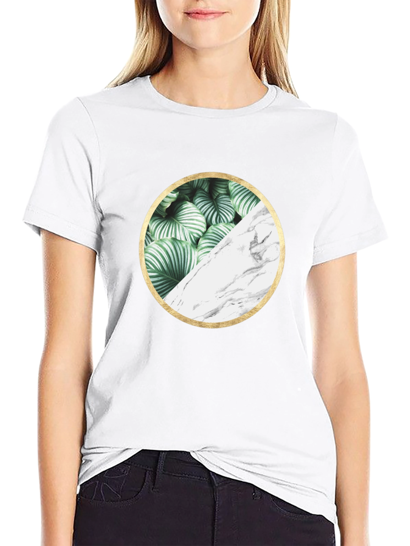 Nature Marble Circle Graphic Black Tee