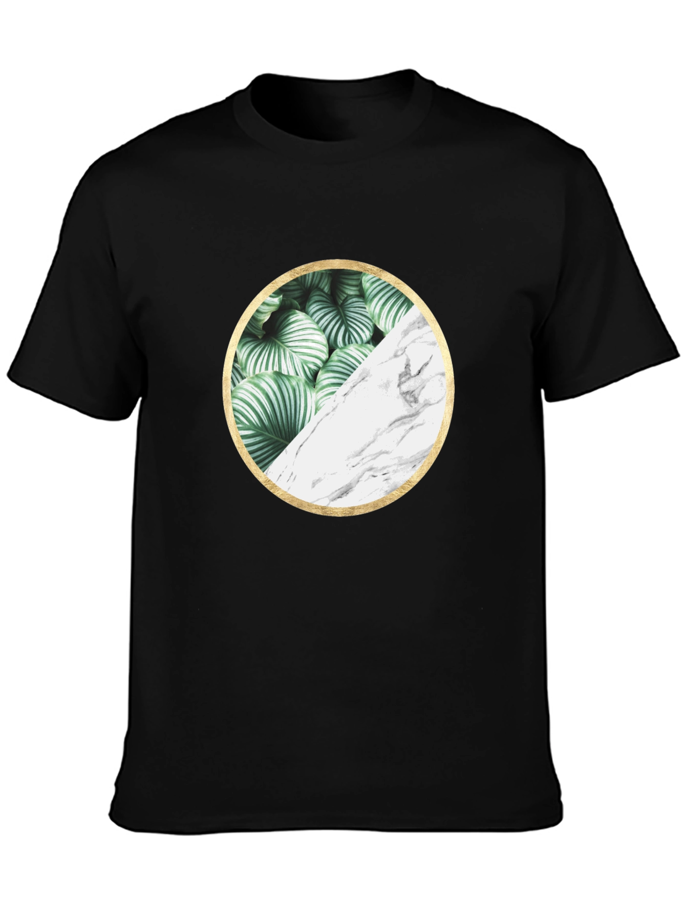 Nature Marble Circle Graphic Black Tee