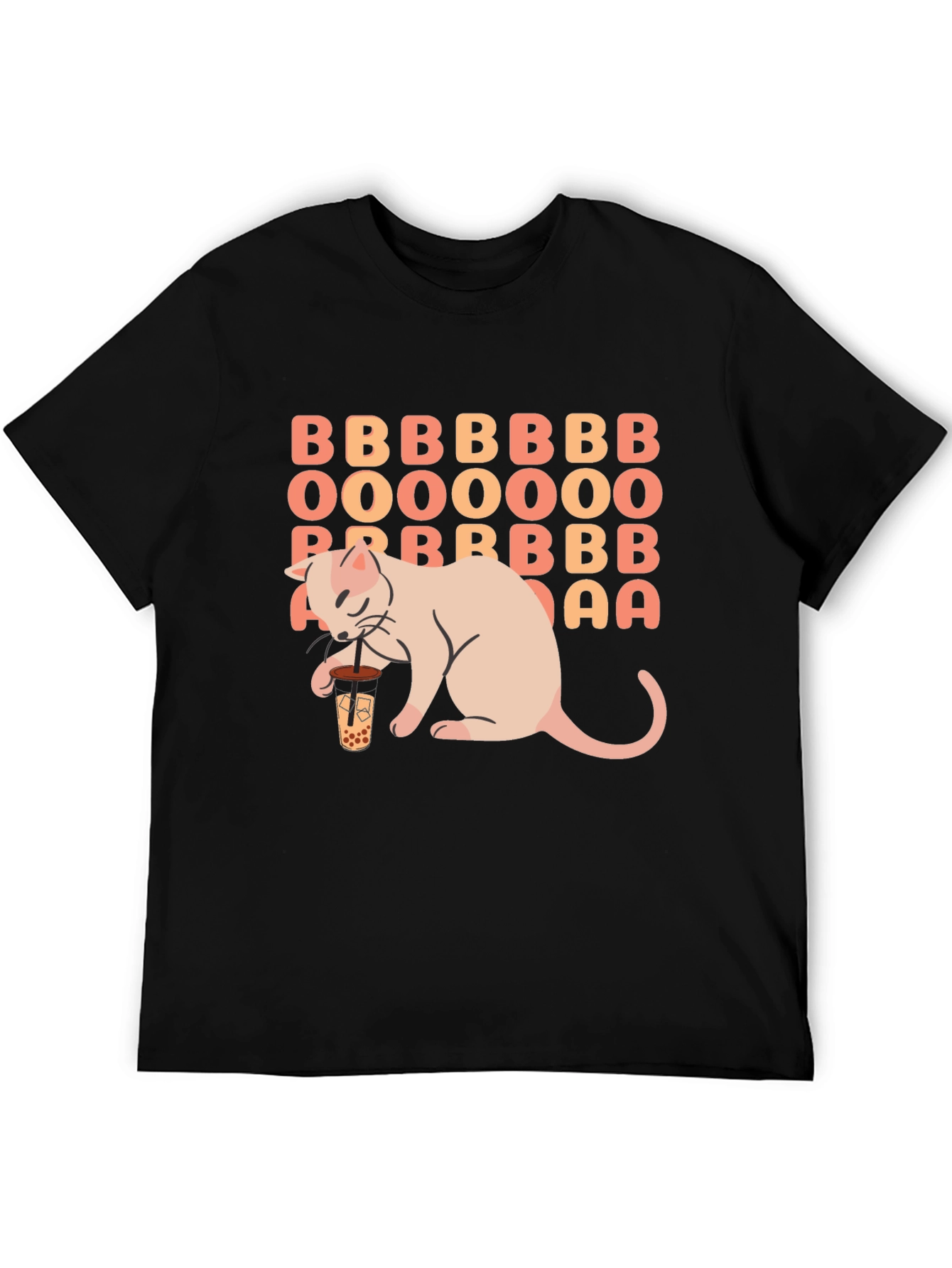 Boba Tea Cat Graphic Tee - Unisex Black T-Shirt