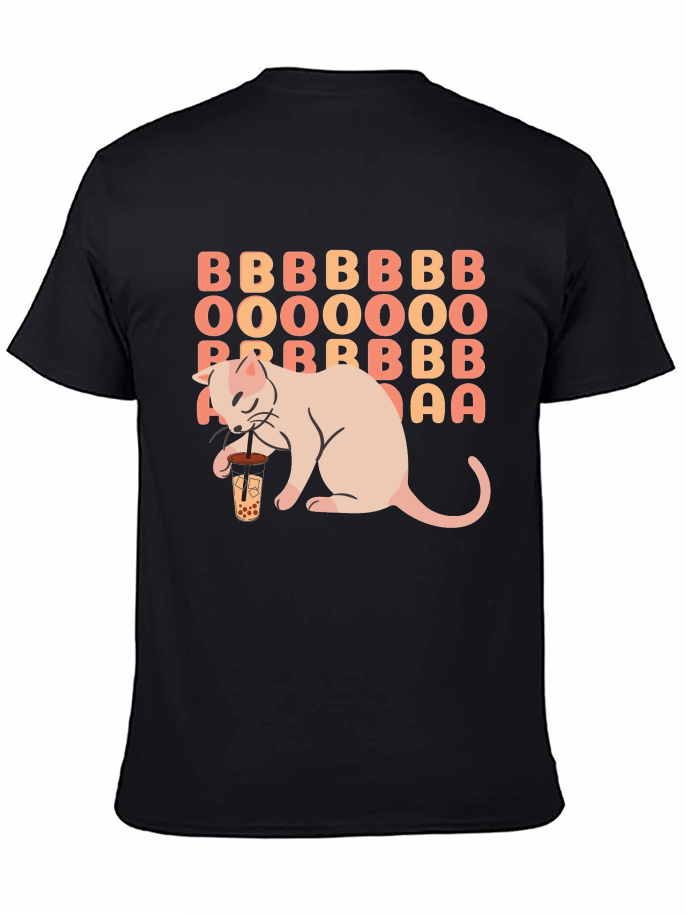 Boba Tea Cat Graphic Tee - Unisex Black T-Shirt