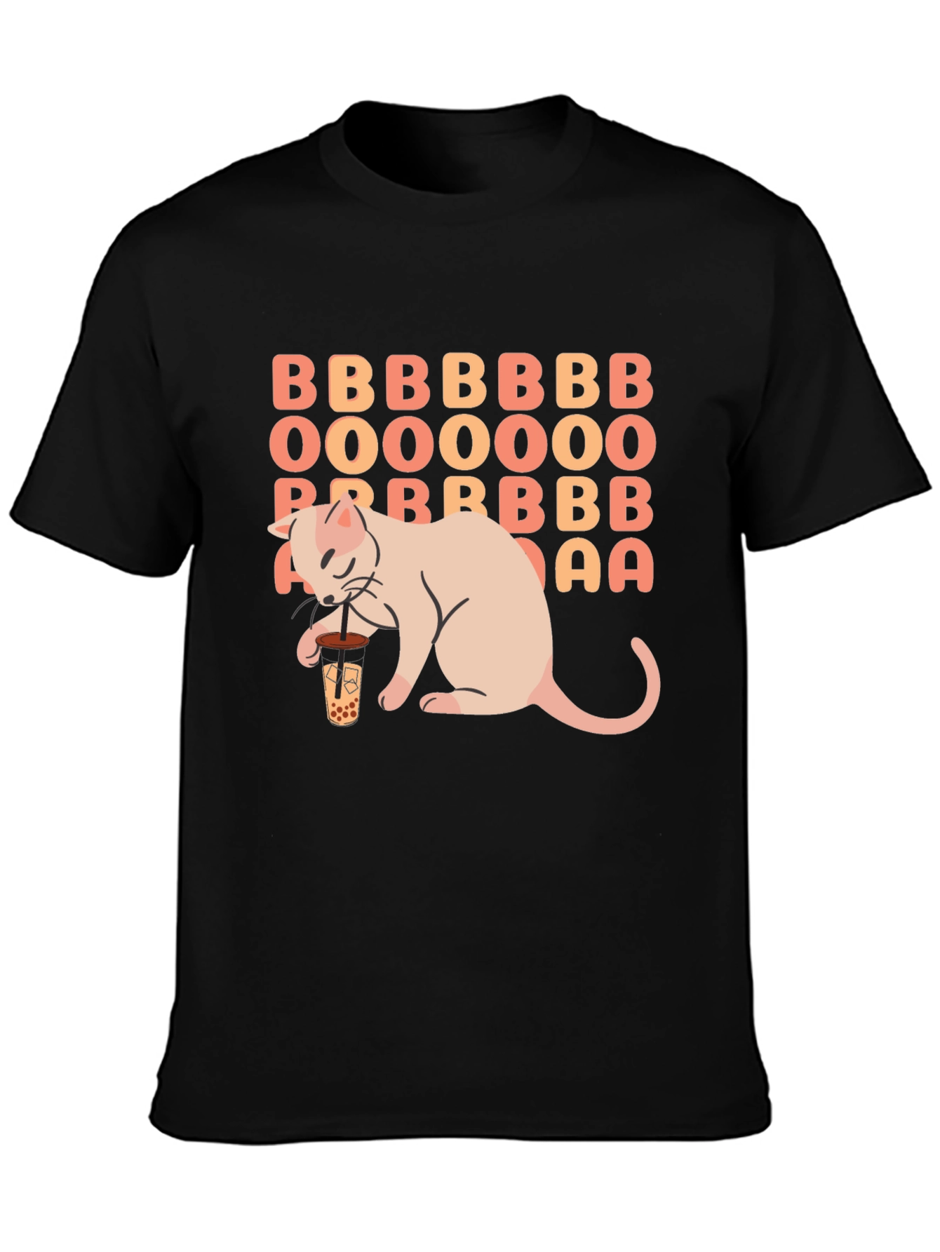 Boba Tea Cat Graphic Tee - Unisex Black T-Shirt